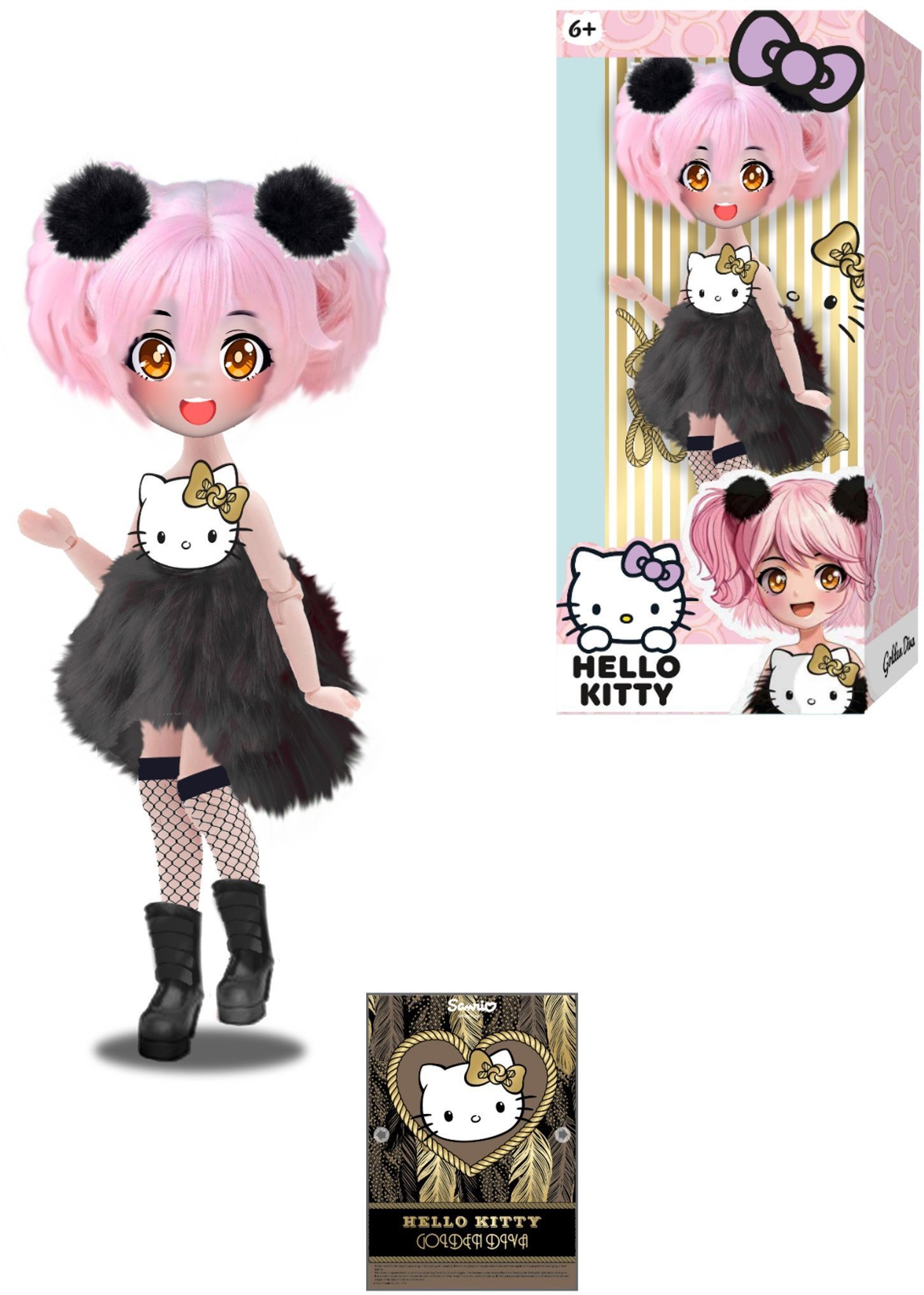 MANGA HELLO KITTY Różowa, lalka, 19.5 cm