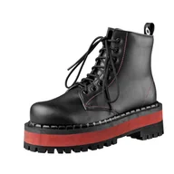 Botki damskie - glany ALTERCORE czarne 8-dziurkowe (653 VEGAN BLACK/RED)-37 - miniaturka - grafika 1