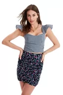 Body - Trendyol Damska bluzka slim fit bodycon Sweetheart tkana bluzka podstawowa, kwadratowy kołnierz, granatowy, 10 - miniaturka - grafika 1