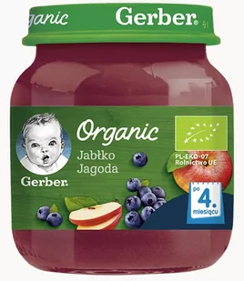 Gerber ORGANIC Jabłko/Jagoda po 4 m-cu 125 g - Desery dla dzieci - miniaturka - grafika 1