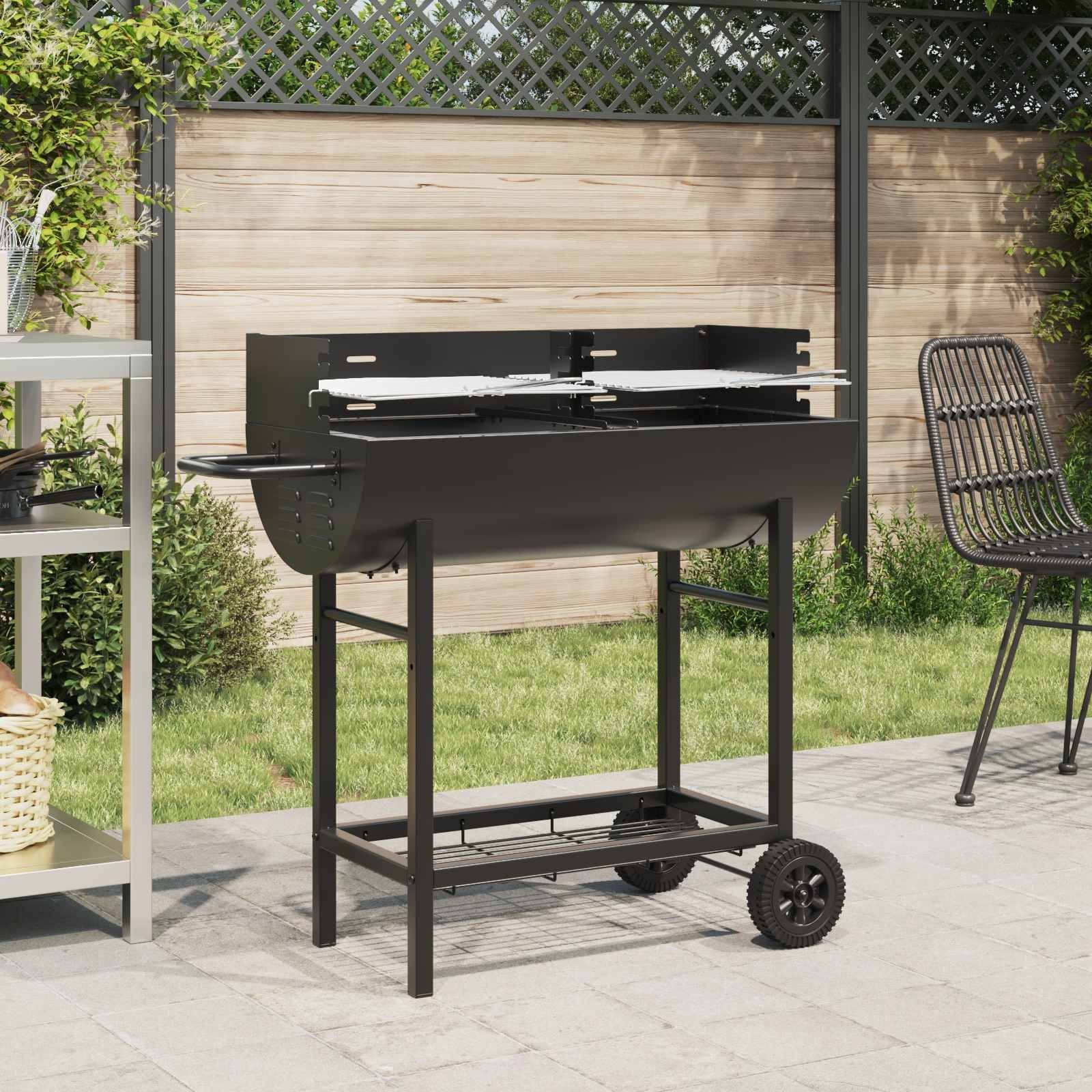 vidaXL vidaXL Grill węglowy Z regulacją Czarny 96,5 x 42,5 x 88,5 cm