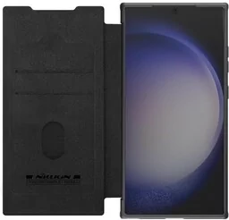 Nillkin Etui z klapką i ochroną aparatu Qin Prop do Galaxy S24 Ultra, czarne - Etui i futerały do telefonów - miniaturka - grafika 1