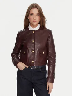 Tommy Hilfiger Kurtka skórzana WW0WW46861 Bordowy Regular Fit - Kurtki damskie - miniaturka - grafika 1