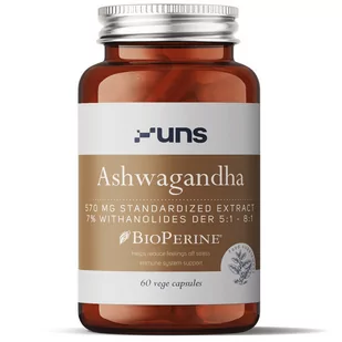 Uns Ashwagandha 570Mg Standardized Extract 7% Withanolides Der 5:1-8:1 60Vegcaps - Suplementy naturalne - miniaturka - grafika 1