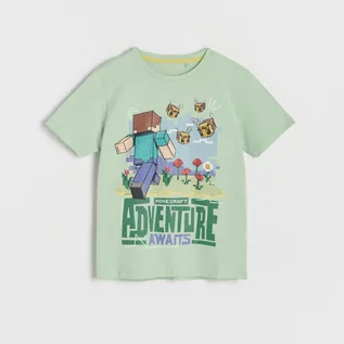 Koszulki dla chłopców - Reserved - T-shirt oversize Minecraft - Turkusowy - grafika 1