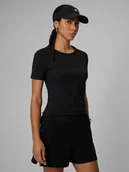 Koszulki i topy damskie - 4F T-shirt slim z nadrukiem damski - czarny S - miniaturka - grafika 1