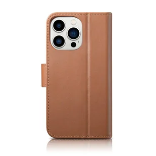 iCarer Wallet Case 2in1 etui iPhone 14 Pro Max skórzany pokrowiec z klapką Anti-RFID brązowy (WMI14220728-BN) - Etui i futerały do telefonów - miniaturka - grafika 2