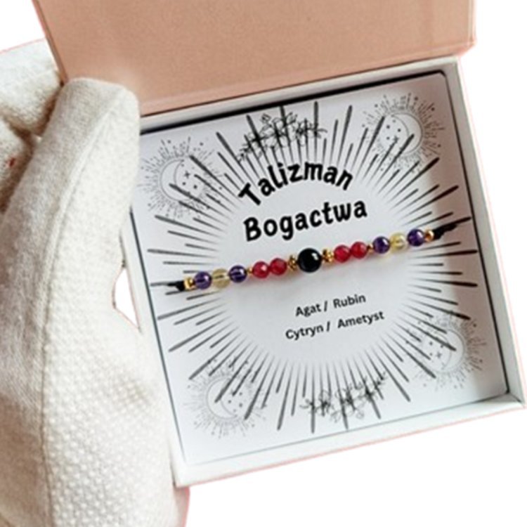 TALIZMAN BOGACTWA Bransoletka Damska Kamienie Agat Rubin Cytryn Ametyst/GiovanniDivine