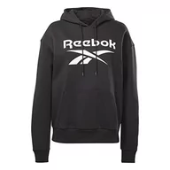 Bluzy damskie - Reebok Damska bluza polarowa z kapturem z dużym logo, czarna, 2XL, Czarny, XXL - miniaturka - grafika 1