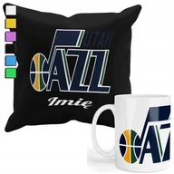 Gadżety dla niej i dla niego - ZESTAW KUBEK + POSZEWKA Z NADRUKIEM-DLA FANA NBA UTAH JAZZ BASKETBALL +IMIĘ - miniaturka - grafika 1