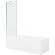 Wanny - Mexen Cubik wanna prostokątna 160 x 70 cm z obudową i parawanem 1-skrzydłowym 60 cm, transparent, chrom - miniaturka - grafika 1