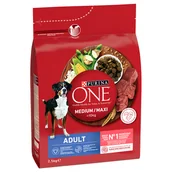 Sucha karma dla psów - Purina One Medium/Maxi Adult, wołowina z ryżem - 2,5 kg - miniaturka - grafika 1