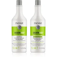 Zestawy kosmetyków damskich - INOAR CicatriFios DUO PACK, szampon + odżywka do włosów zniszczonych, 2x1000ml - miniaturka - grafika 1