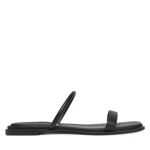 Klapki Calvin Klein Flat Sandal Squared 2-Bar Lth HW0HW02532 Czarny - Klapki i japonki damskie - miniaturka - grafika 1