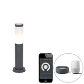 Lampy ogrodowe - QAZQA Inteligentny słupek do lampy zewnętrznej antracytowy 45 cm z Wi-Fi P45 - Rox - miniaturka - grafika 1
