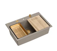 Zlewozmywaki - Quadron MARC 110 HQM7650U4_PVDC1 Granitowy Soft taupe/Miedziany - miniaturka - grafika 1