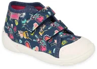 Buty dla dziewczynek - Trampki kapcie dziecięce dziewczęce na rzepy granatowe Befado 212P080-24 - miniaturka - grafika 1