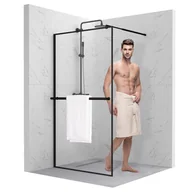 Ścianki i drzwi prysznicowe - Szyba Prysznicowa Ścianka Prysznicowa Szyba Walk-In Czarna Wieszak Na Ręcznik 100X195 Sevante Bromo - miniaturka - grafika 1