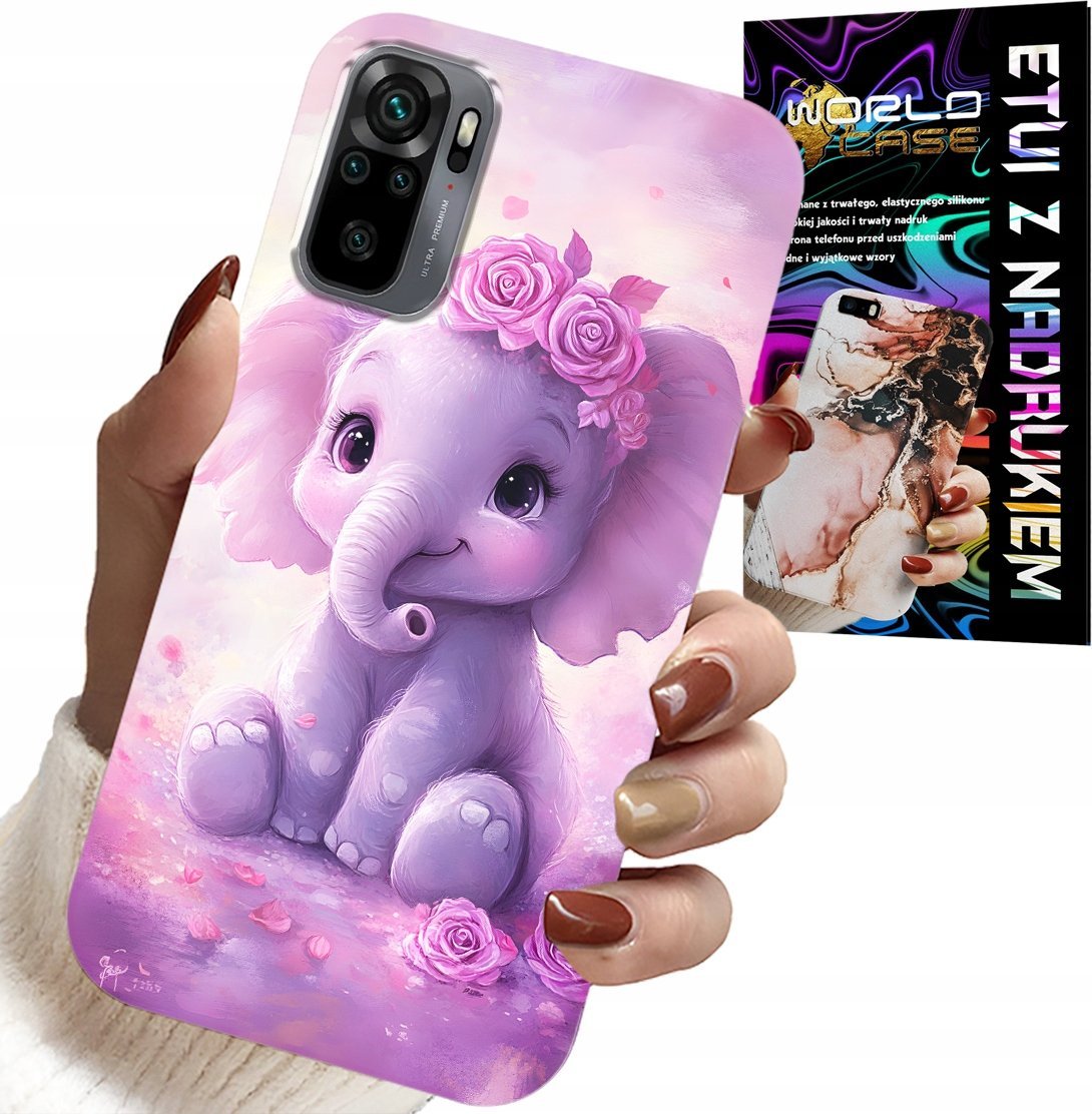 ETUI DO XIAOMI NOTE 10 / 10S - SŁODKI SŁONIK NA RÓŻOWYM TLE CASE +FOLIA