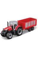 Samochody i pojazdy dla dzieci - MAISTO TRAKTOR MASSEY FERGUSON 8S.265 CZERWONY + CZERWONA PRZYCZEPA 15590 - miniaturka - grafika 1