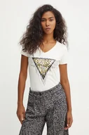 Koszulki sportowe damskie - Guess t-shirt damski kolor beżowy W4BI18 J1314 - miniaturka - grafika 1