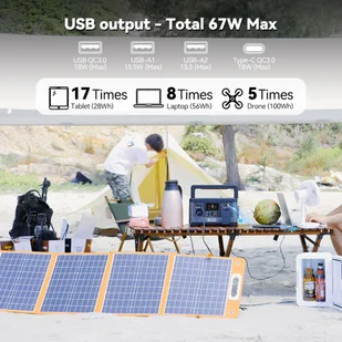 Przenośna stacja zasilania Flashfish P63, generator słoneczny baterii litowej 520Wh/140400mAh, moc wyjściowa AC 500W, 5 wyjść DC - Akumulatory ogólnego zastosowania - miniaturka - grafika 8
