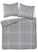 Pościel - Pościel perkal z bizą 160x200 5240a szara kratka - miniaturka - grafika 1