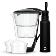 Dzbanki filtrujące - Dzbanek CRYSTAL Czarny LED 2 Wkłady unimax + Czarna Butelka Termiczna Easy - miniaturka - grafika 1
