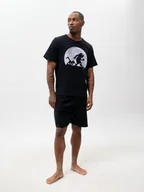 Piżamy damskie - Piżama Męska Bawełniana Czarna Gargamel Smerfy Księżyc Krótka M - miniaturka - grafika 1