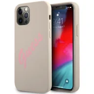 Etui i futerały do telefonów - Guess GUHCP12MLSVSGP iPhone 12/12 Pro 6,1" szaro różowy/grey pink hardcase Silicone Vintage - miniaturka - grafika 1