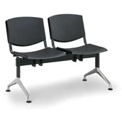 Inne meble biurowe - Euroseat Ławka do poczekalni plastikowa SMILE, 2 siedzenia, czarny 300331 - miniaturka - grafika 1