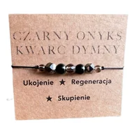 Bransoletki - Bransoletka na sznurku Czarny Onyks Kwarc Dymny Hematyt - miniaturka - grafika 1