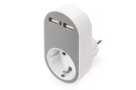 Adaptery i przejściówki - Power Adapter with 2 USB Ports 250V, 50 Hz, USB: 5V, 2.1A DA-70617 - miniaturka - grafika 1