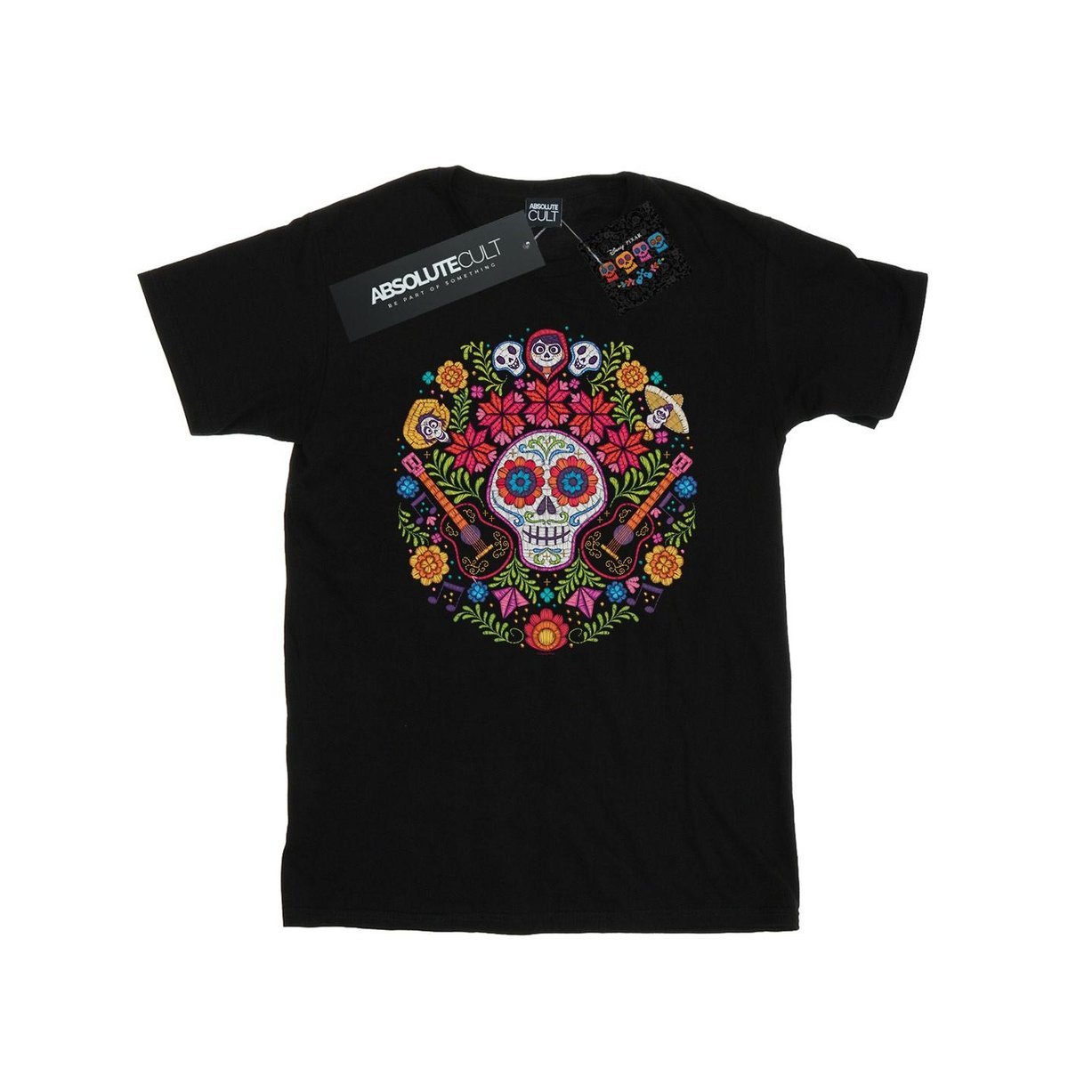 Disney Męska Koszulka Coco Z Haftowanym Nadrukiem Czaszki (3XL / Czarny)