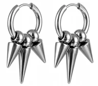 Kolczyki - Kolczyki Do Uszu HUGGIE Kolce z Kuleczką Stożek Punk Gothic STAL - miniaturka - grafika 1