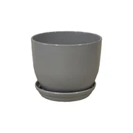 Donice - Doniczka Classic z podstawką 25 cm ceramiczna szara - miniaturka - grafika 1