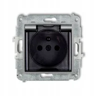 Gniazdka elektryczne - Karlik Gniazdo pojedyncze z uziemieniem IP44 srebny 7MGPB-1zdp - miniaturka - grafika 1