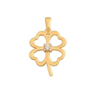 Wisiorki - Złota Przywieszka Koniczynka z Cyrkonią 585 0.60 gr Rodium - miniaturka - grafika 1