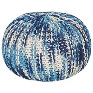 Pufy i podnóżki - Puf 50 x 35 cm biało-niebieski CONRAD - miniaturka - grafika 1