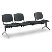 Inne meble biurowe - Euroseat Ławka do poczekalni plastikowa SMILE, 3-siedzenia + stolik, czarny - miniaturka - grafika 1