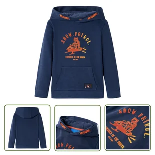 Bluza dziecięca z kapturem - granatowy melanż i pomarańcz - 128 - Bluza Dziewczęca - Bluzy dla dziewczynek - miniaturka - grafika 1