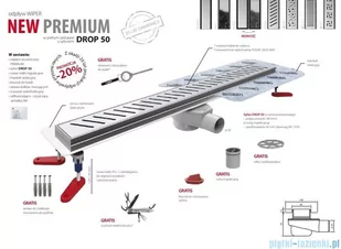 Wiper New Premium Pure Odpływ liniowy z kołnierzem 120 cm syfon drop 50 szlif 500.0172.02.120 - Odpływy liniowe - miniaturka - grafika 4
