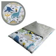 Koce i narzuty dla dzieci - Kocyk Dziecięcy 75x100 Letni Dinozaury Niebieskie/Szary Bawełna/Velvet Polski Producent - miniaturka - grafika 1