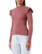 Swetry damskie - Bestseller A/S Damski sweter ONLSIA Sally Ruffle LS KNT NOOS, różowo-brązowy, S, Rose Brown, S - miniaturka - grafika 1