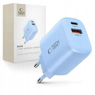 Ładowarki do telefonów - Ładowarka sieciowa Tech-Protect NCA30 USB-A, USB-C Network Charger PD 30W / QC3.0 Baby Blue - miniaturka - grafika 1