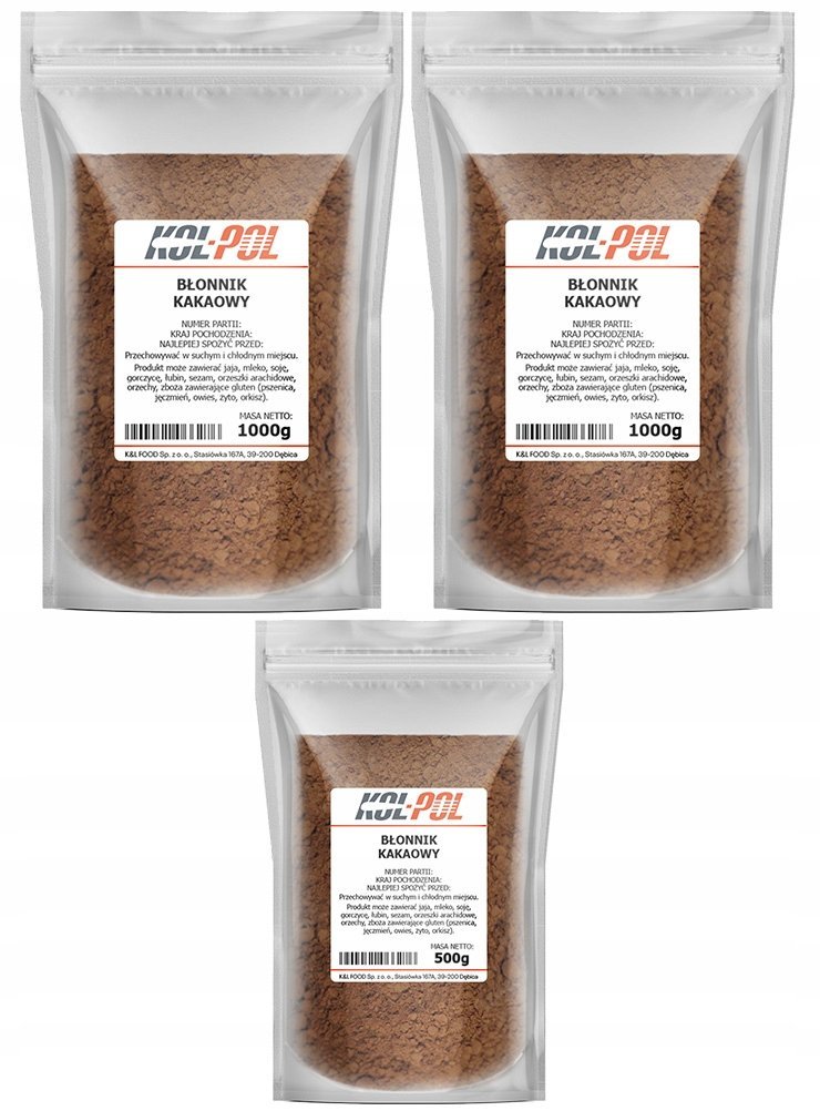 BŁONNIK KAKAOWY 2,5kg Naturalny w proszku Keto wysoka jakość Kol-Pol