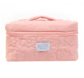 Kosmetyczki, organizery i kuferki - ECARLA PIKOWANA KOSMETYCZKA KUFEREK RÓŻOWY - miniaturka - grafika 1
