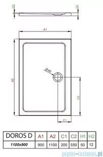 Radaway Doros D Stone brodzik 110x90x5 antracyt SDRD1190-01-64S - Brodziki prysznicowe - miniaturka - grafika 2