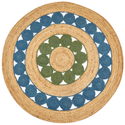 Dywany - Dywan okrągły z juty ⌀ 140 cm niebiesko-zielony HOVIT - miniaturka - grafika 1