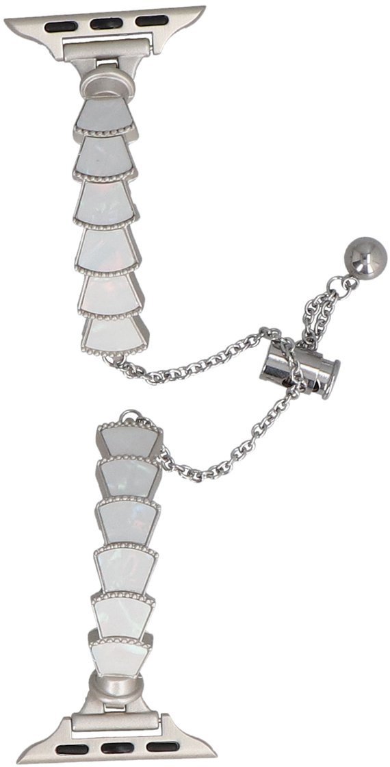 GlacierX bransoleta do smartwatcha Slider Clasp Tidal Arc Bracelet Silver Pearl do Apple Watch 38/40/41mm Srebrno-Biała